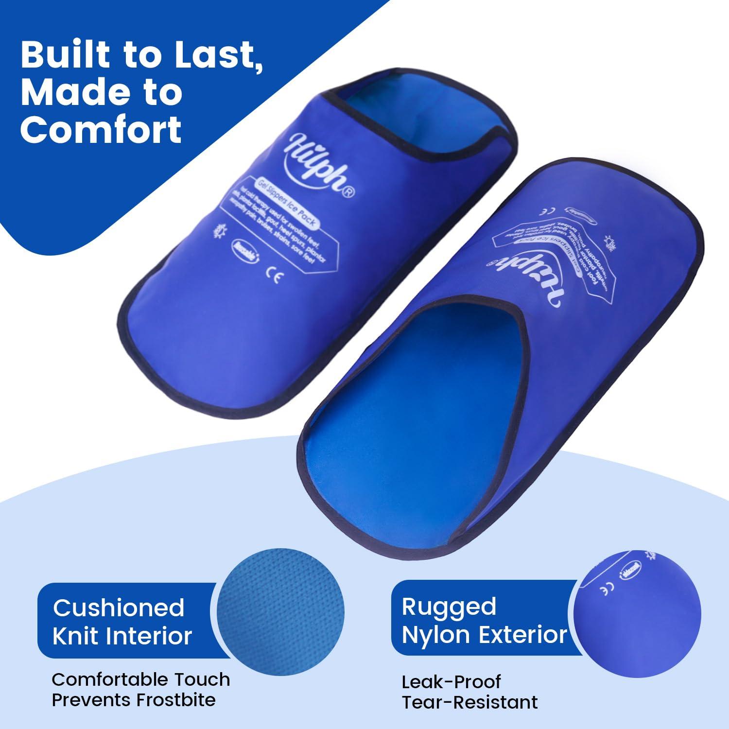 Hilph Hilph Foot Ice Pack Slippers for Plantar Fasciitis 2 Packs, Reusable Hot Cold Packs Gel Ice Slipper for Foot and Broken Toes, Gout, Foot Surgery, Neuropathy, Diabetic, Swollen (Dark Blue)