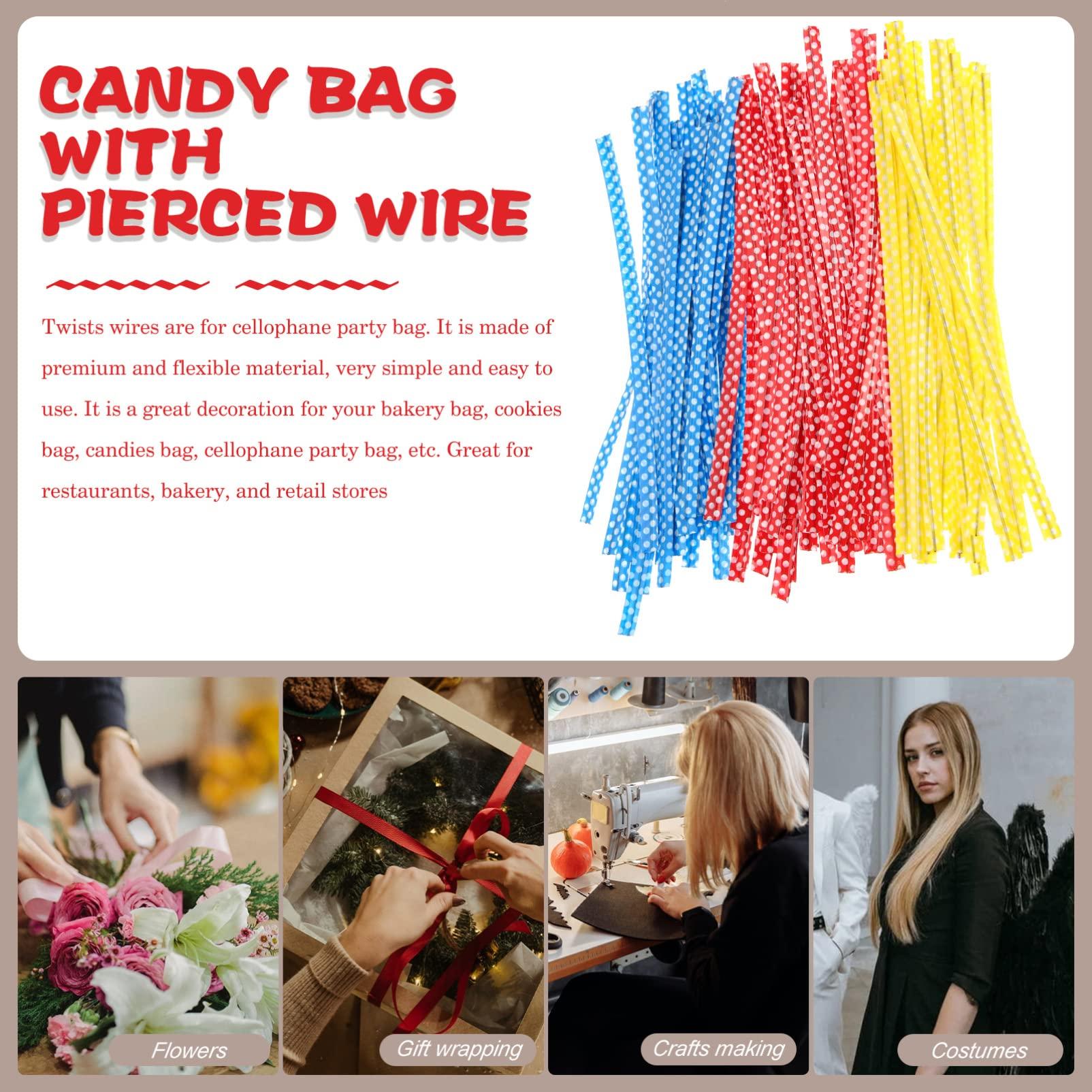 Gadpiparty Gadpiparty Twisty Ties 300pcs Dot Ties Bag Ties Bag Ties Twists Sandwich Freezer Bag Ties Decorative Ties for Cellophane Party Bag Bags Wedding Party Candy Bags Bread Ties