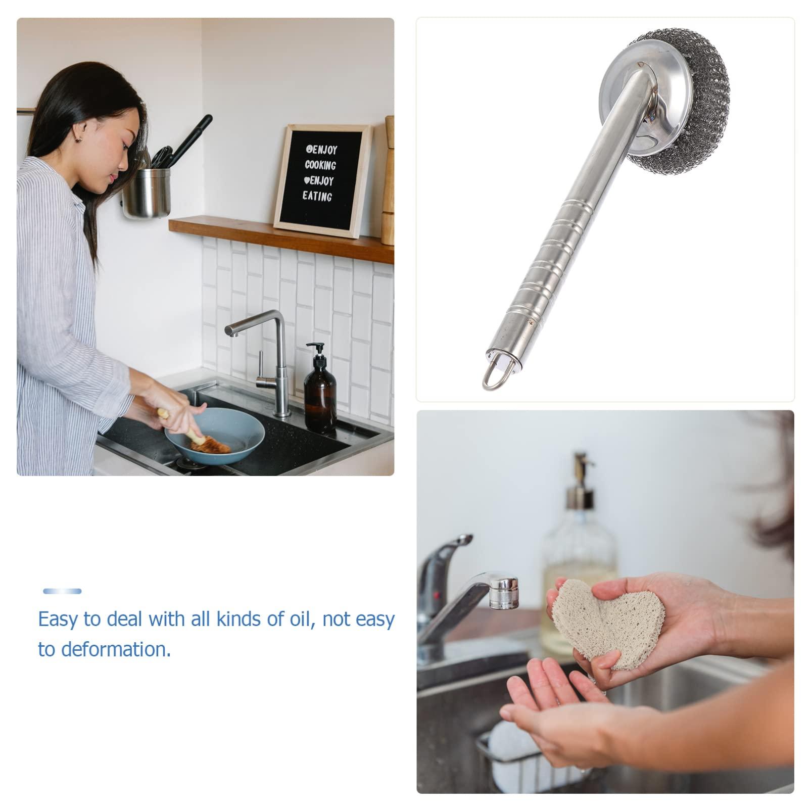 UPKOCH Wire Brush Brush: Helper Scrubber Dish Scouring Bowl Brush Steel Pot Practical Stainless Dishes Sturdy with Wok Ball for Dishwashing Pads Sink Pan Convenient Elastic