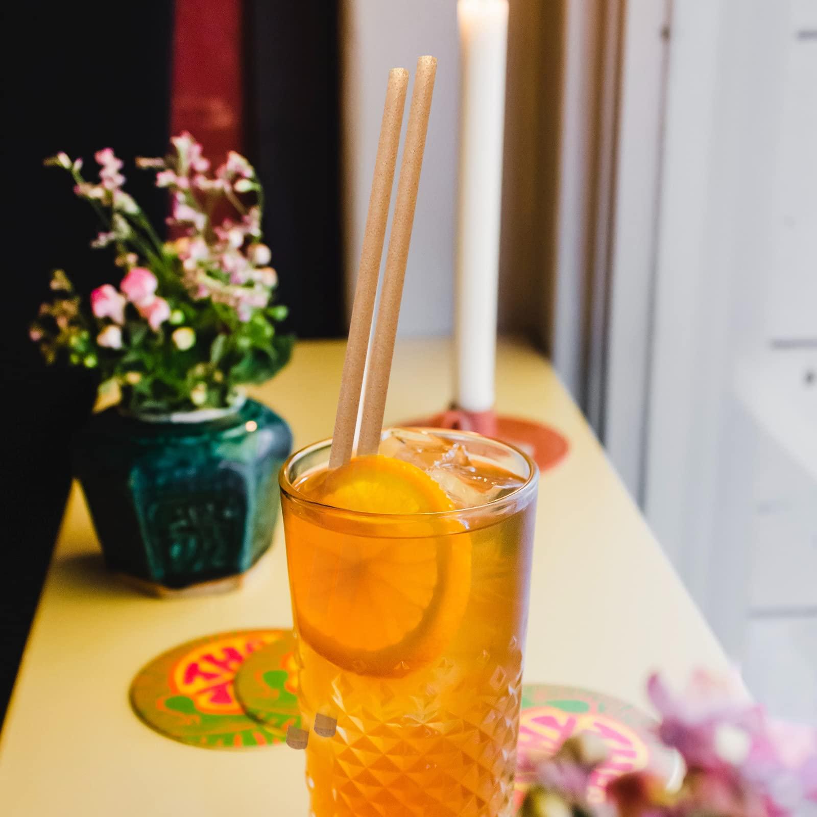 SHAUMN Biodegradable Sugarcane Straws 10.2 Inch Long Compostable Drinking Straws Bulk Plasticless A Sturdy Straws Works for Hot/Cold Drinks Not Soggy Alternative to Platic/Paper Ones