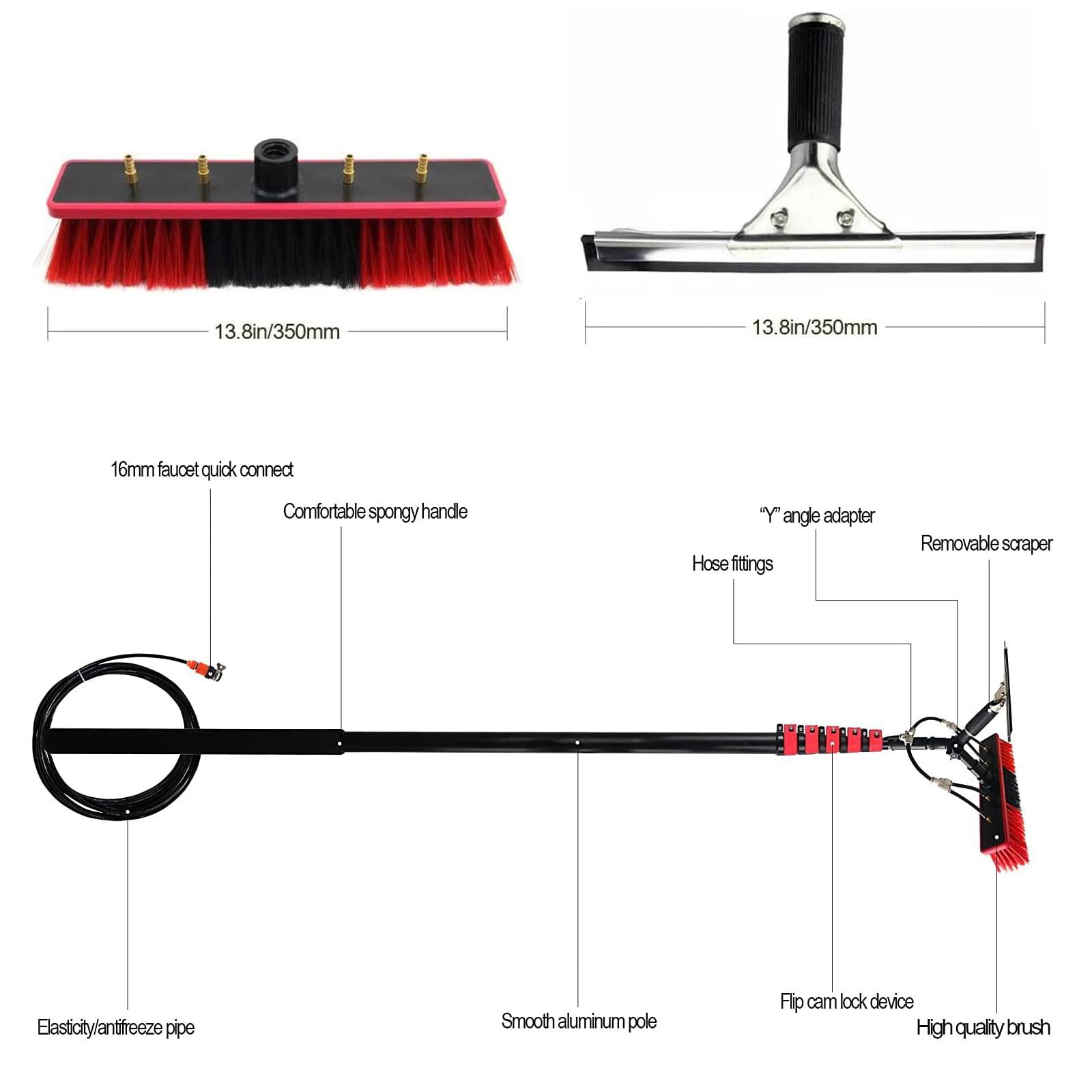 WWTSMYXGS Water Fed Telescopic Brush 3.6-10.8M, Window Cleaning Pole with Squeegee, Solar Panel Cleaning Equipment, Extendable Cleaner Conservatory Roof (9M)