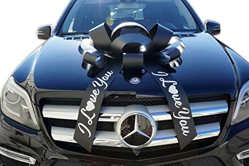 CarBowz CarBowz Big Car Bow, I Love You, Giant 30" Bow, Non Scratch Magnet, Weather Resistant Vinyl (Black)
