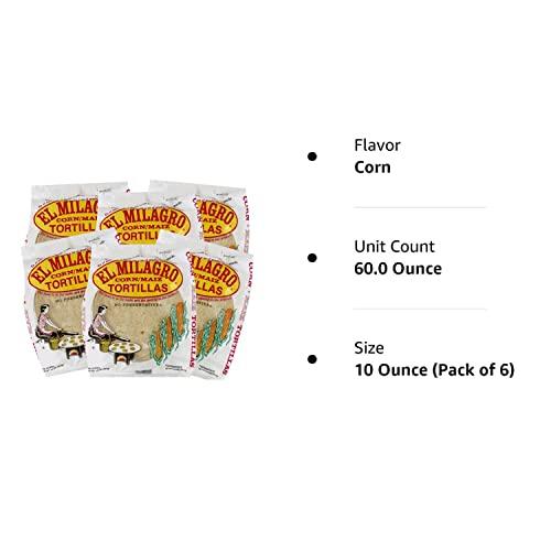 FCV El Milagro Classic Corn Maiz Natural Soft Tortillas for Tacos, Cooking, etc - 6 Pack