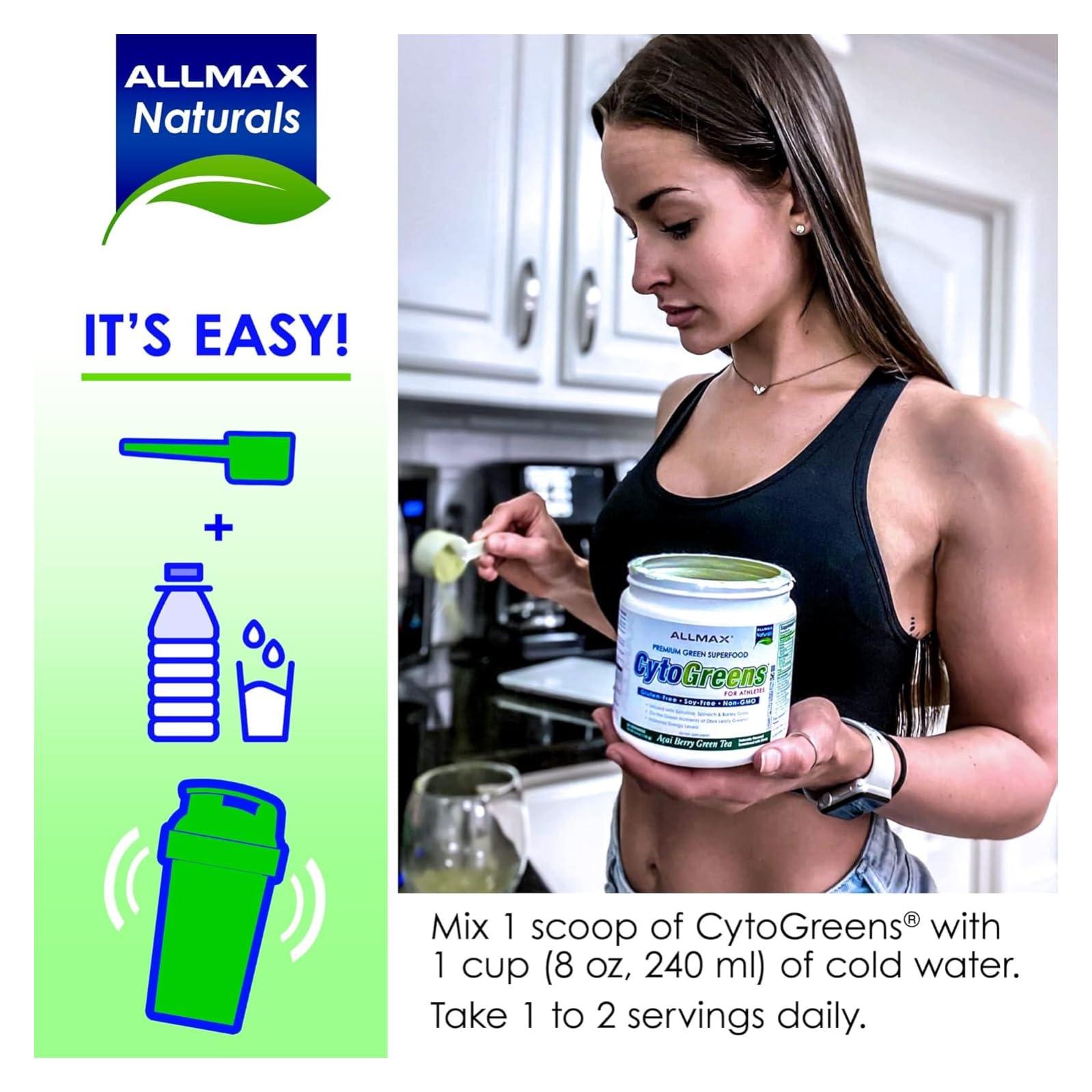 ALLMAX Nutrition ALLMAX Nutrition - Cytogreens Super Greens Powder, Infused with Spirulina, Spinach & Barley Grass, Supports Immune & Digestive Health, Gluten Free & Vegan, 60 Servings (Acai Berry Green Tea)