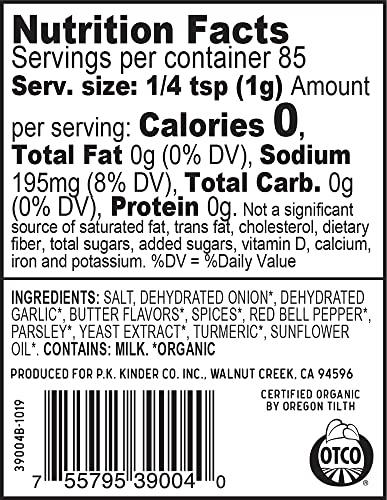 KINDER'S Kinder\'s Organic Buttery Steakhouse Rub, Premium Quality Seasoning, MSG Free, USDA Certified Organic, 3 oz (2 Pack)