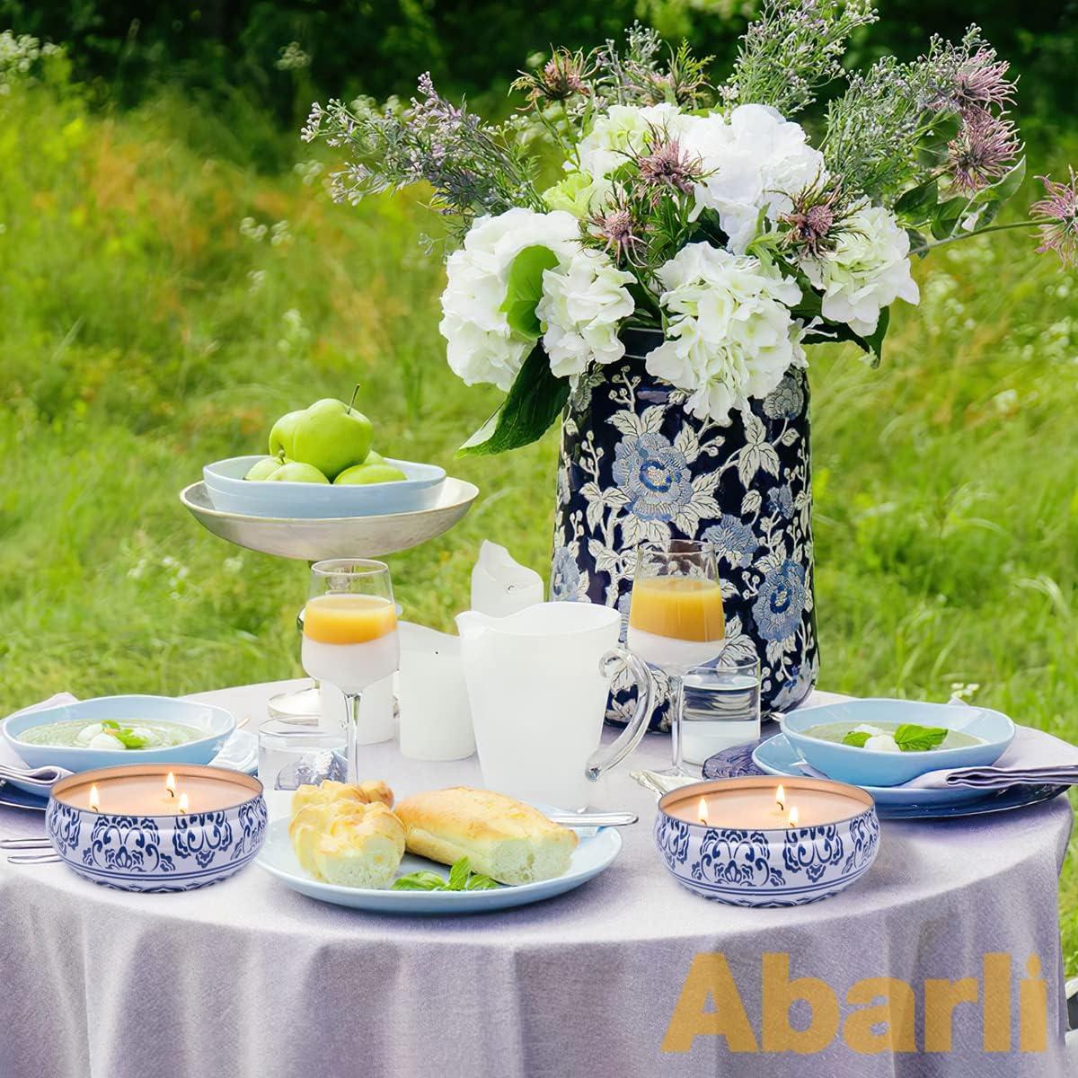 Abarli Citronella Candle Outdoor Large 3 Wick 13.5oz Soy Wax Candle with Lid for Patio Porch, 75 Hour Burn