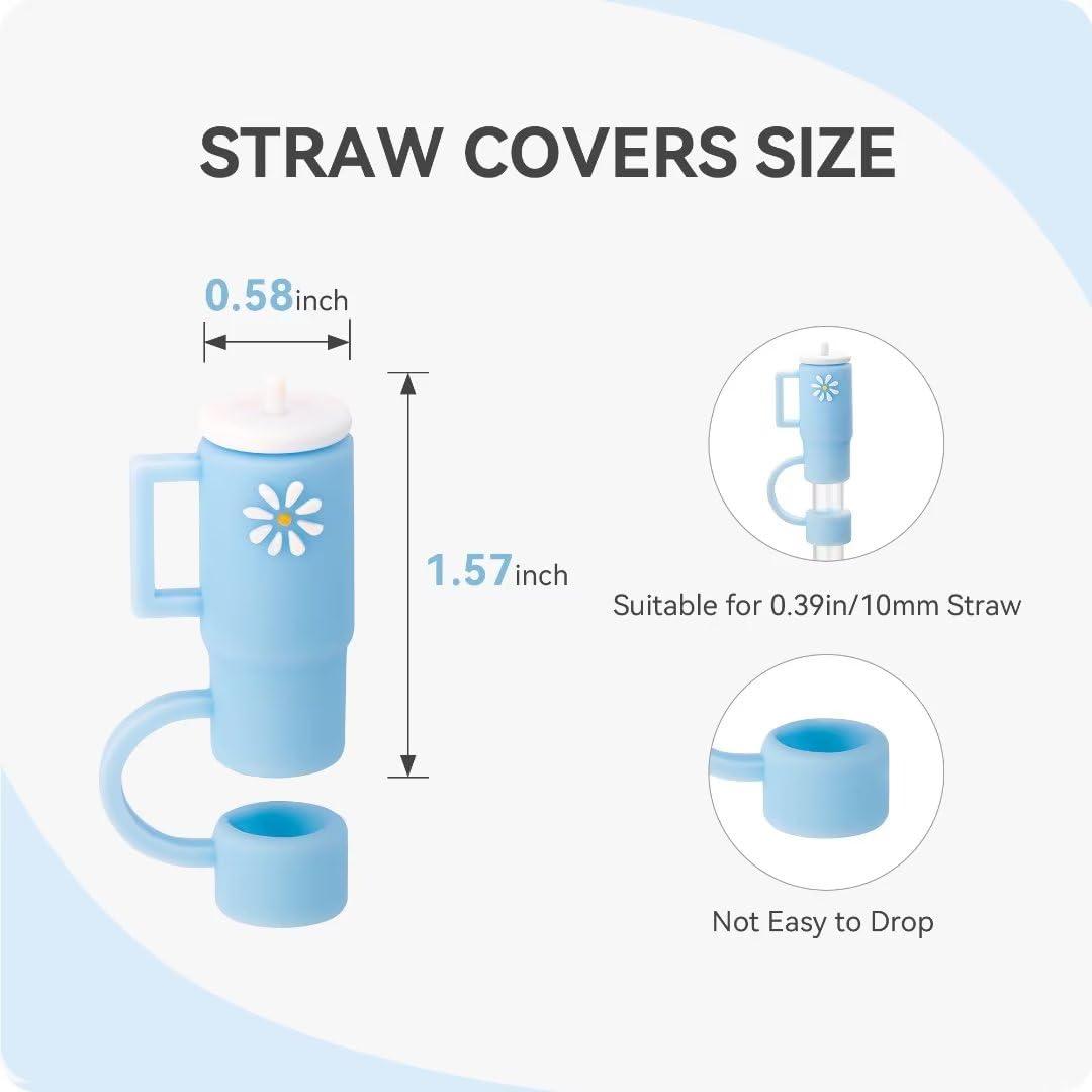 Prurex Prurex Straw Toppers Compatible with 30&40 Oz Tumbler with Handle, Silicone Straw Cover Cap for Stanley Cup, Reusable Straw Covers for 10mm 0.4\"Straws(6 pcs 3 Colors)