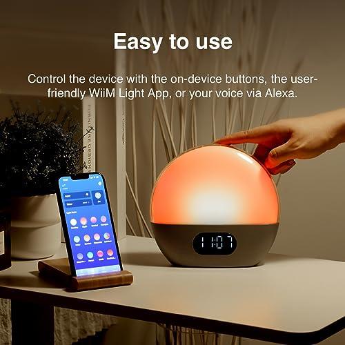 WiiM WiiM Wake-up Light, Alexa Built-in, Unlimited Sound Choices, All-in-One Sunrise Alarm Clock, Sound Machine, Sleep Routines and More - Polished Silver