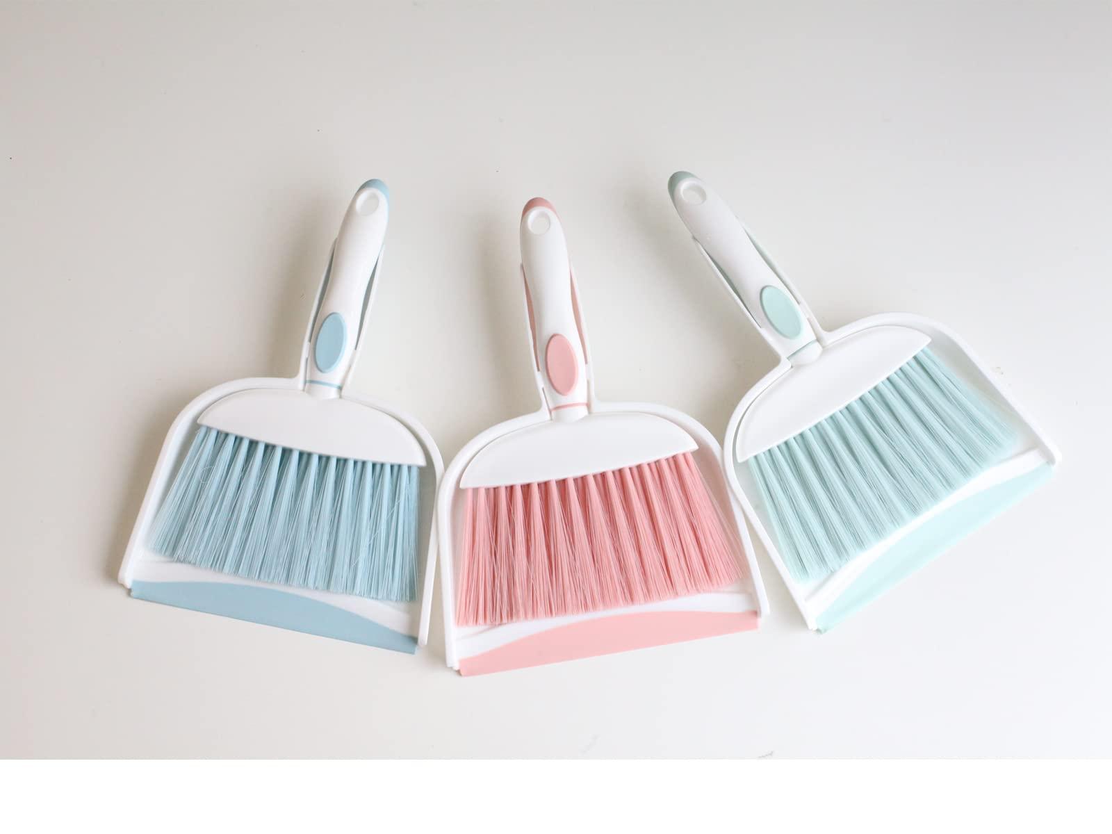 BSMstone BSMstone Mini Broom and Dustpan Set-Mini Whisk Set for Desk, Housekeeping, Office, Kitchen, Pet Nest, etc.,Daily Cleaning Necessity Plastic Mini Dustpan Set (Light Blue)