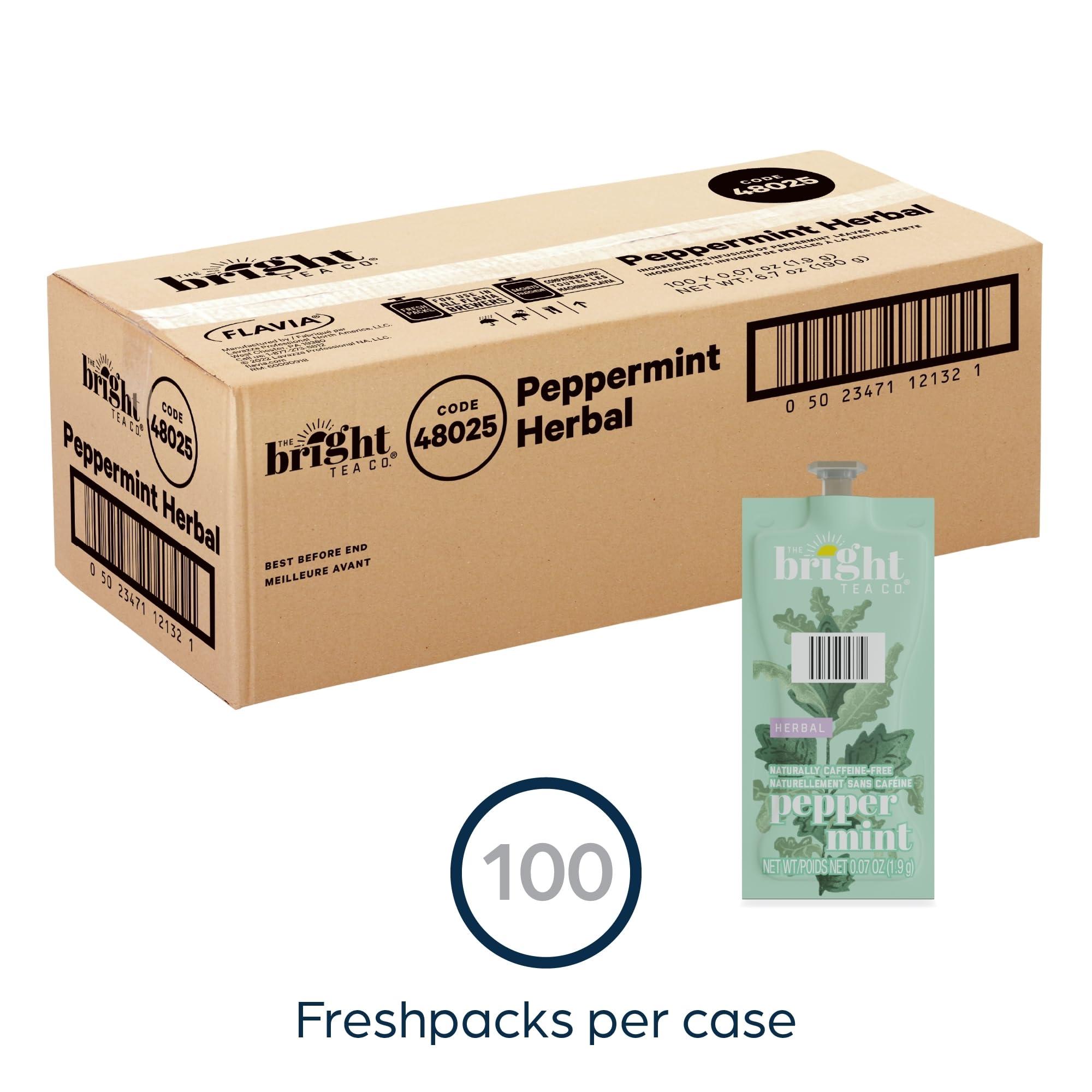 Flavia The Bright Tea Co. Peppermint Herbal Tea Fresh Pack for Flavia Brewers (Pack of 100 Fresh Packs)