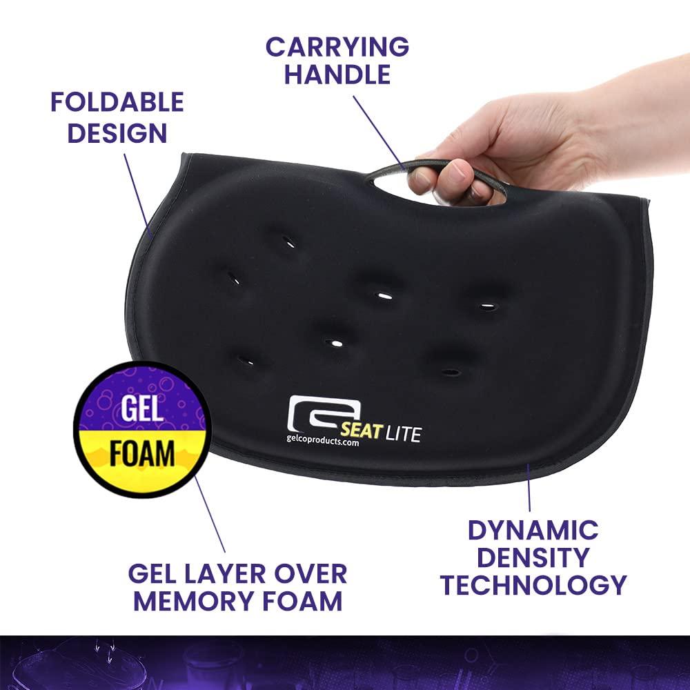 G Seat GSeat Lite Travel Gel and Foam Cushion - for Back Pain, Sciatica, Pressure Relief, and Tailbone Discomfort - Promotes Healthy Posture - Ergonomic Comfort - for Car, Commute, Airplane and Travel
