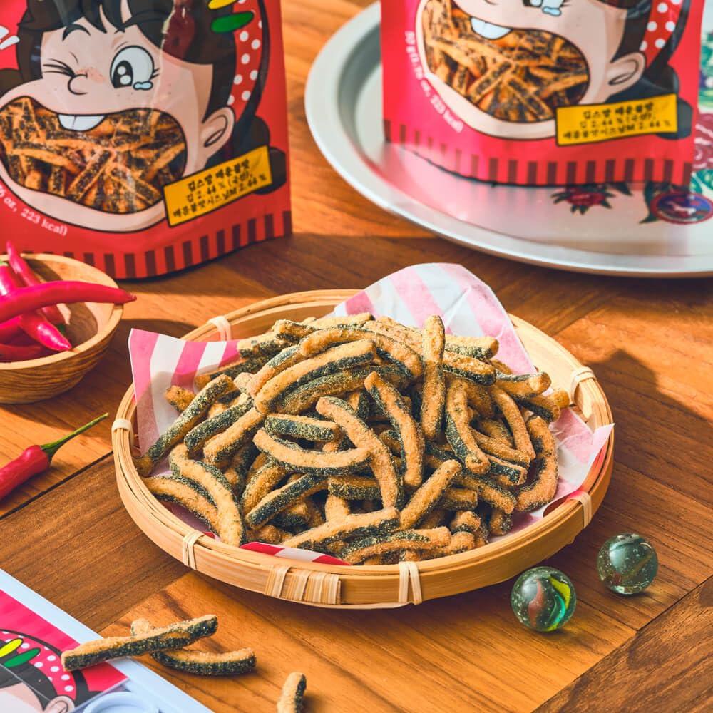 ROM AMERICA MANJUN Kimskkang Seaweed (Nori) Snack 3 Pack Original Favor ( ) and 3 Pack Hot&Spicy Favor ( )