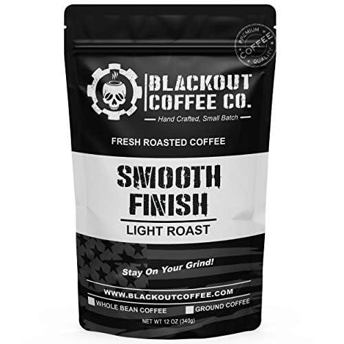 Blackout Coffee Co. Blackout Coffee, Smooth Finish, Ground or Whole Bean, 100% Light Roast Arabica Beans, Aromatic, Small Batch Fresh Roasted in the USA 12 oz Bag (Ground)