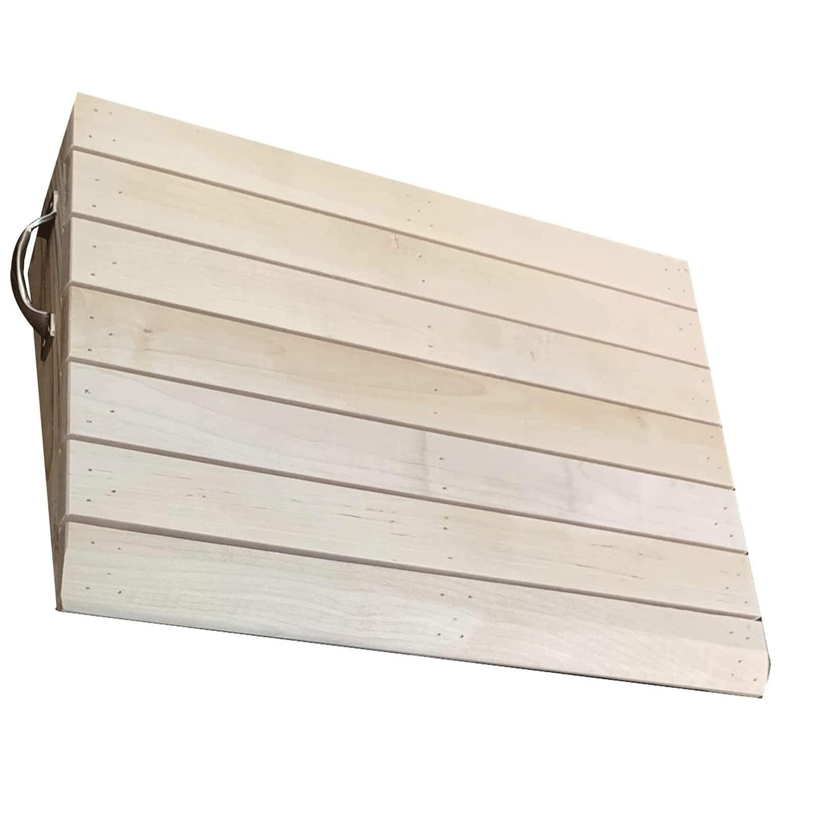 BKEKM Wheelchair Ramp Wooden Wheelchair Ramp Portable Threshold Ramp Handicap Ramps with Handles for Front Door/Garden Steps Scooter Ramp Anti-Slip