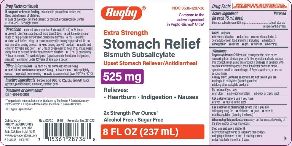 RUGBY LABORATORIES Rugby Extra Strength Upset Stomach Reliever/Antidiarrheal Bismuth Subsalicylate 525 mg - 2X Strength per Ounce - 8 Fl Oz