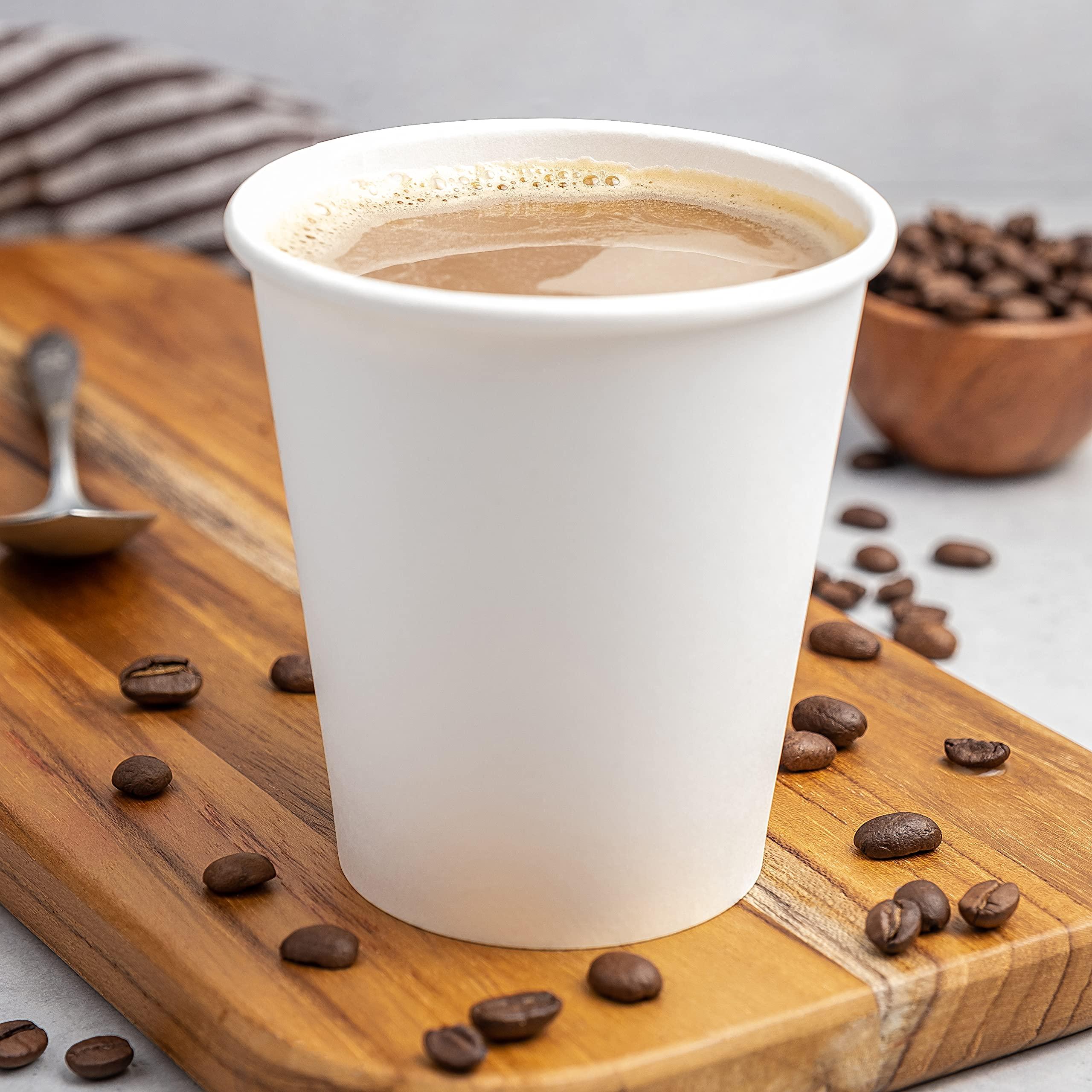 Bluetable Coffee Cups 10 oz. Bulk Hot Paper Cups 1000 Case - Disposable Tea Cups 10oz Hot Beverage Hot Chocolate Hot Drink Cups for Dispenser Sustainable Compostable To Go Paper Cup White [1000 Pack/Case]