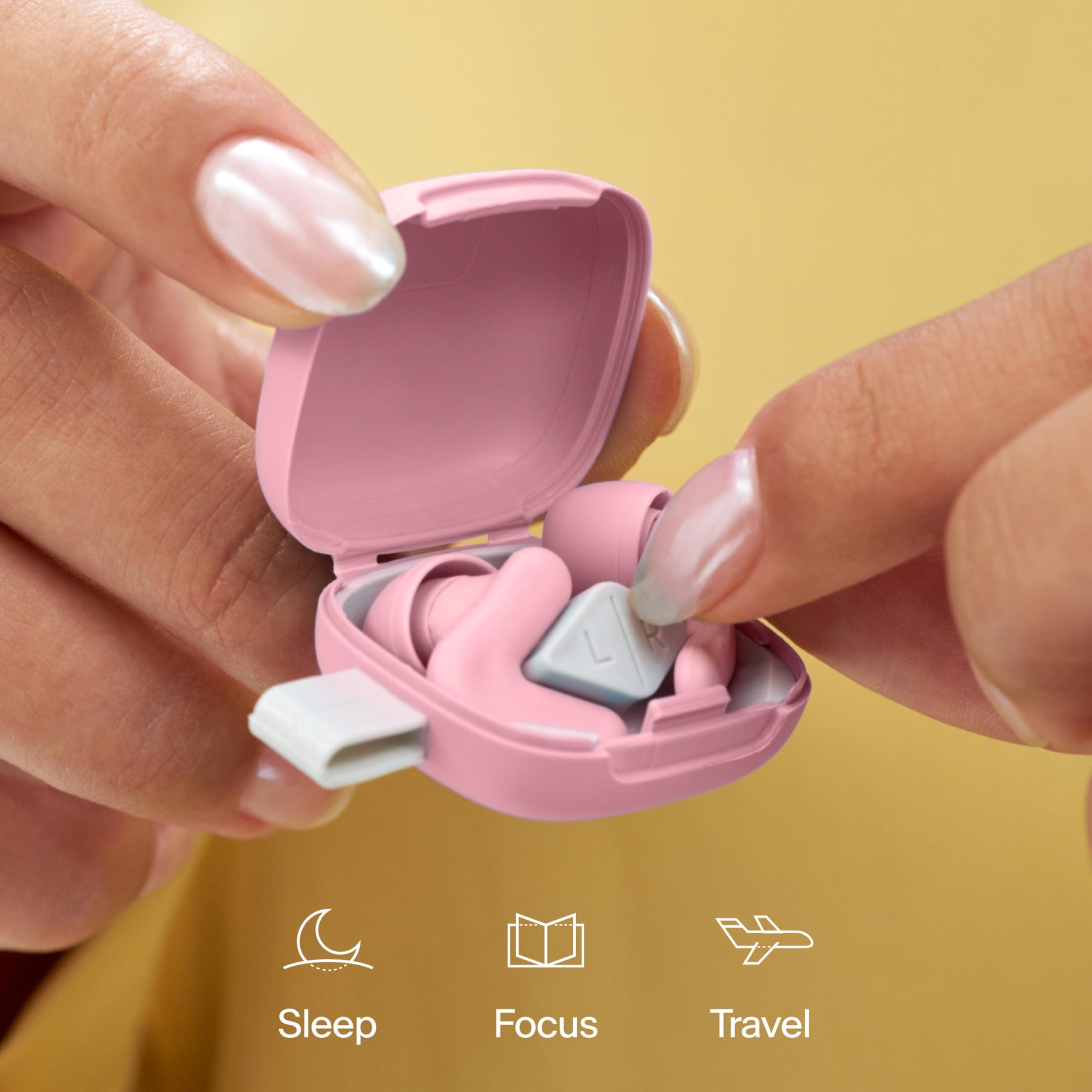 Alpine Alpine Silence Ear Plugs for Sleep, Focus & Travel - V-Shape Snug Fit & Soft Oval Tips  4 Sizes XS/S/M/L - Comfortable, Reusable Hearing Protection - 22dB  Pink