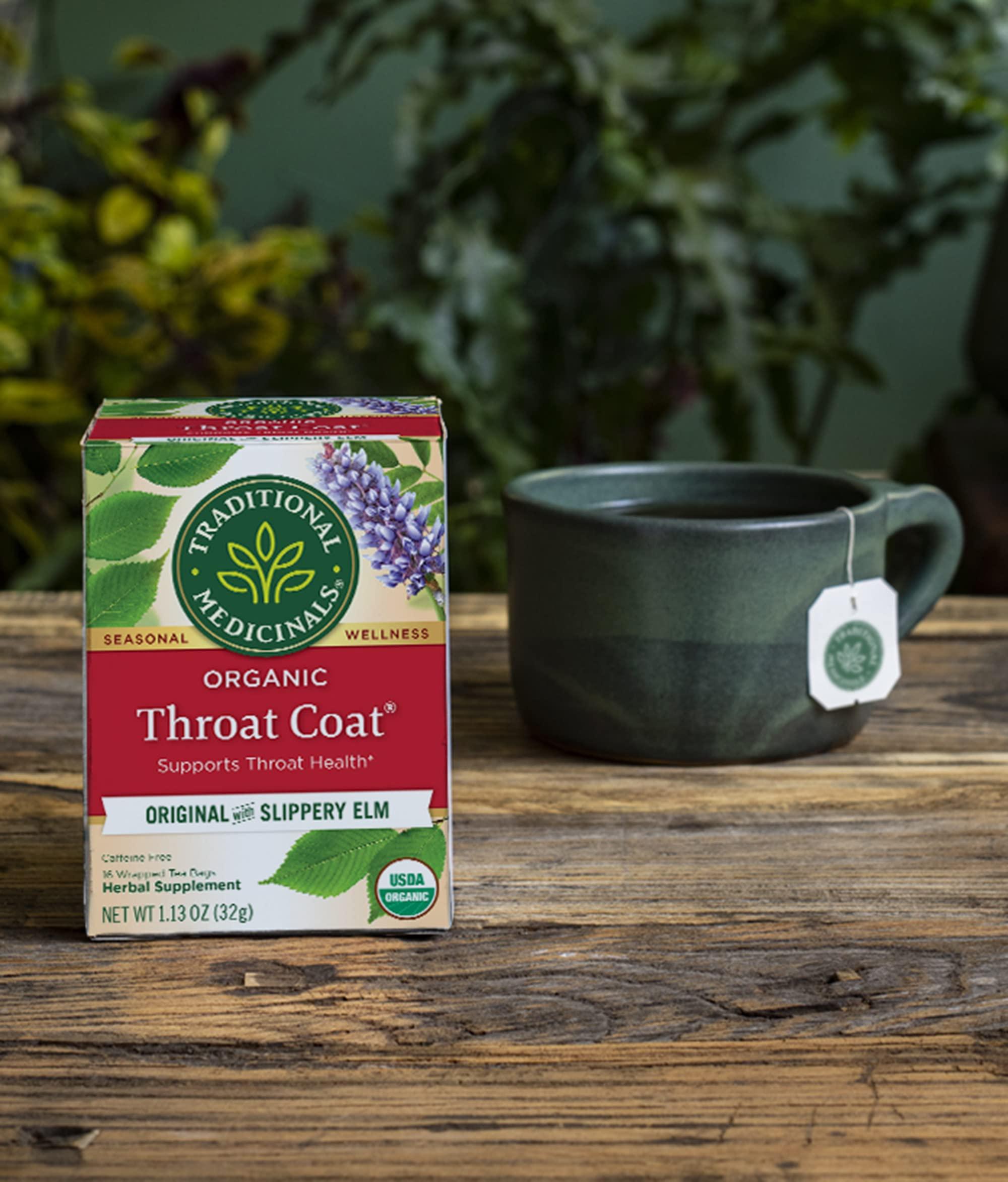 Traditional Medicinals Traditional Medicinals Tea, Organic Throat Coat, Supports Throat Health, 16 Tea Bags