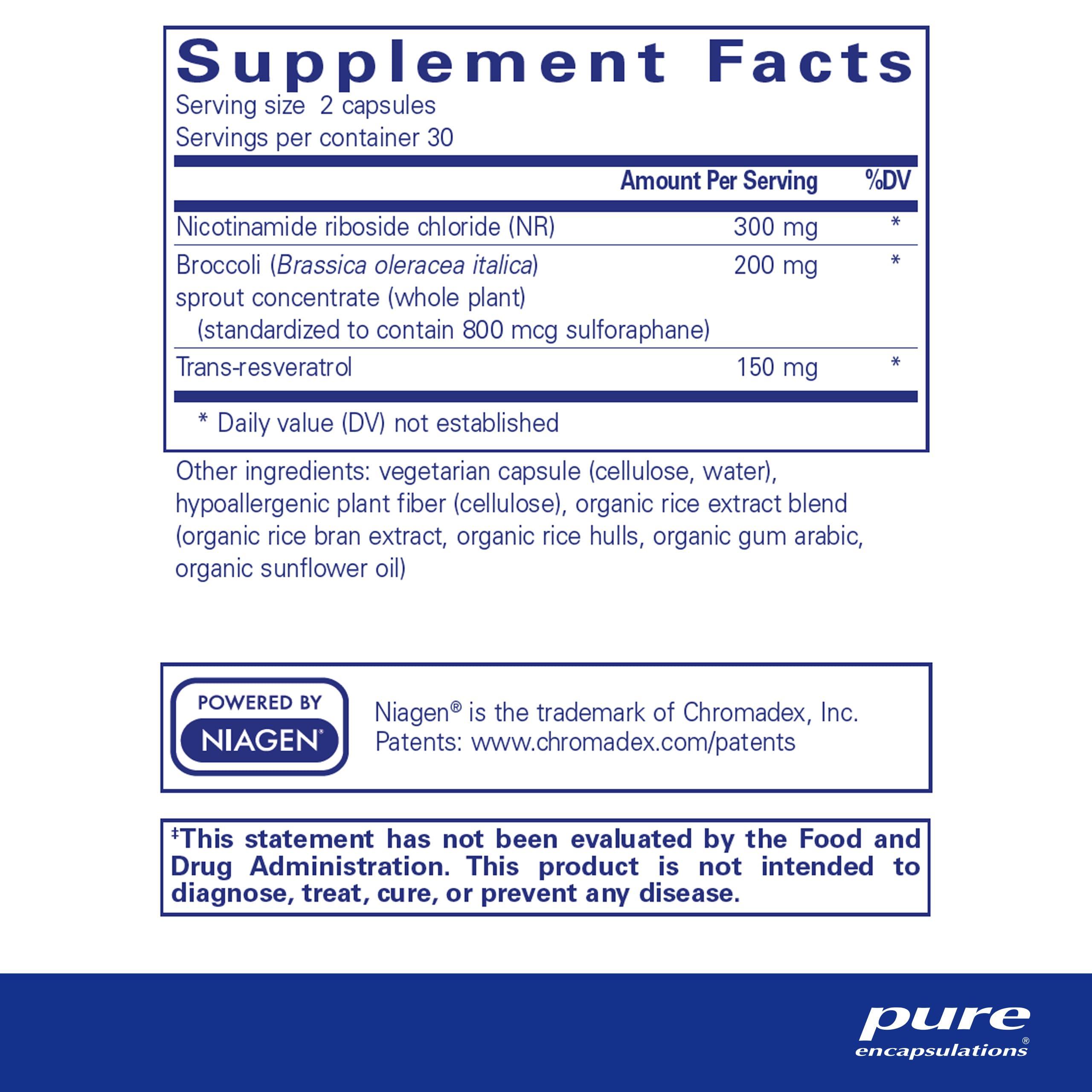 Pure Encapsulations Pure Encapsulations NR Longevity - Supports Healthy Aging. Replenishment of NAD+ & Mitochondrial Function* - with NIAGEN - Gluten Free, Non-GMO, Hypoallergenic - 60 Capsules