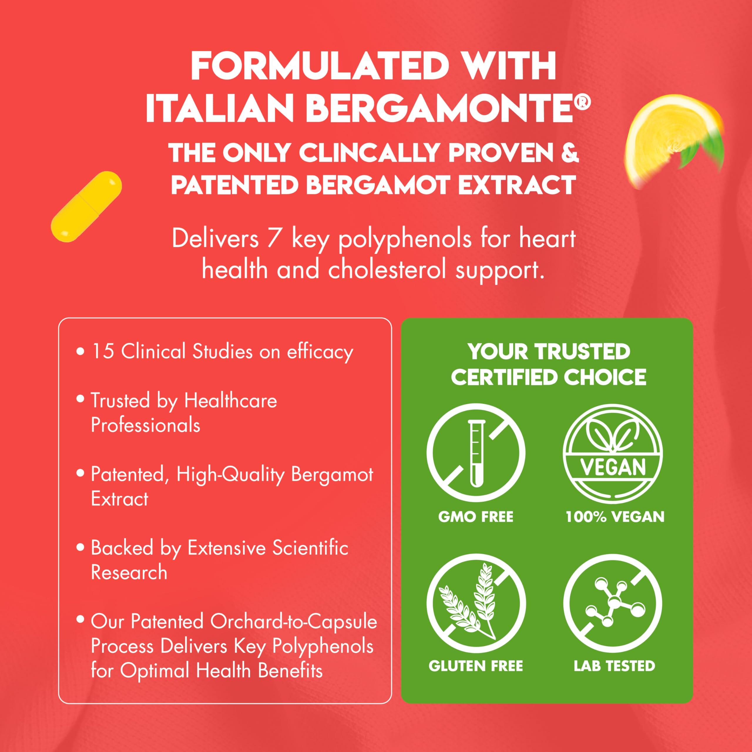 INNERTHERA Bergamot Heart Advanced Italian Citrus Bergamot - Clinically Proven & Cardiologist Developed- Highest Polyphenols - 1000mg Patented Italian Bergamonte - Supplement for High Cholesterol & Heart Health