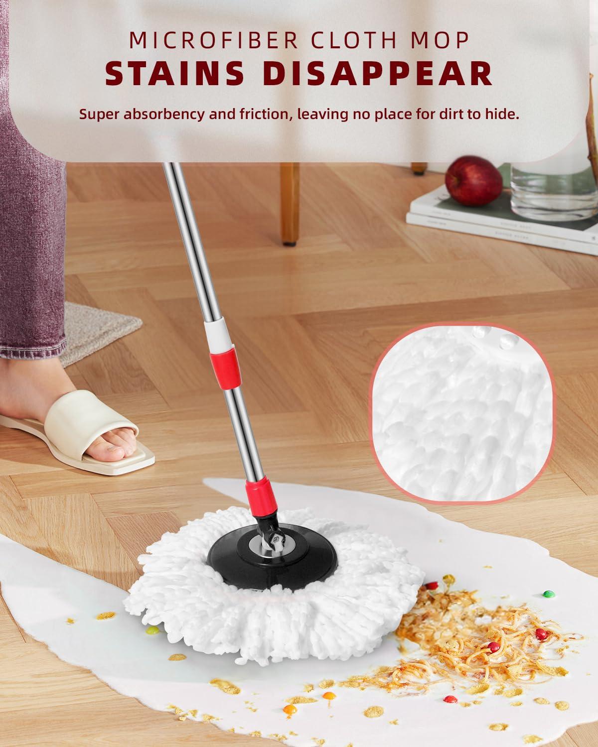 Oxherd Extended Stainless Steel Spin Mop Pole Handle Replacement Pole for Floor Mop 360 Degrees Home Floor Cleaning for Floor Mop 360 Degrees Home Floor Cleaning Scraper for Home Office (Red)