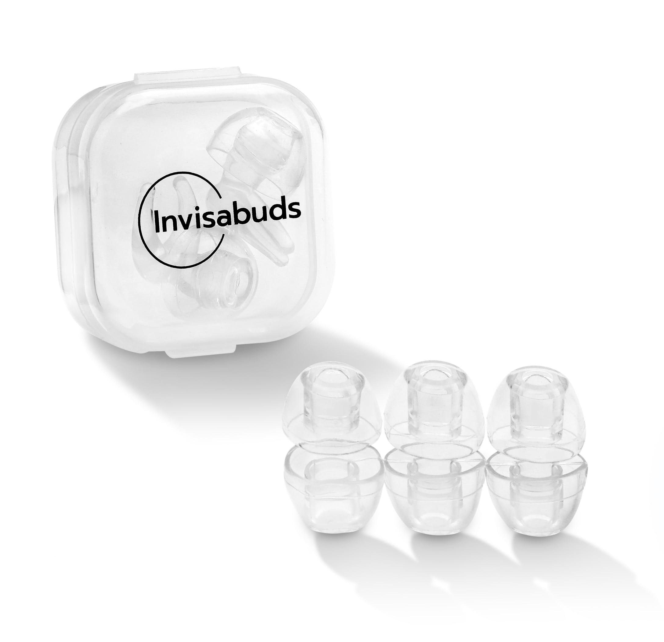 Invisabuds Invisabuds Clear Ear Plugs for Noise Reduction Super Soft, Reusable Hearing Protection in Flexible Silicone for Concerts, Noise Sensitivity - 4 Ear Tips in XS/S/M/L Around 26dB Noise Reducing