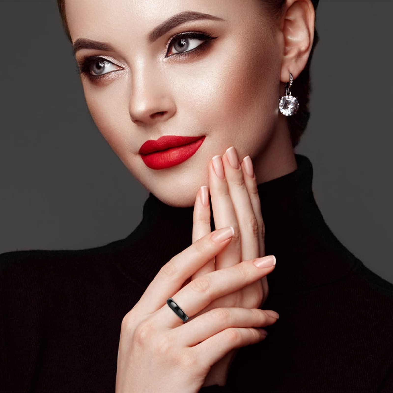 Lonage Lonage Hematite Ring for Women Men, Genuine Magnetic Black Stones Ring for Anxiety Balance Root ChakraAbsorb Negative Energy Jewelry Size 6-12 (7)