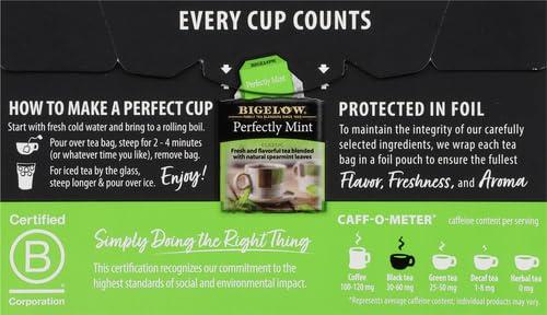 Bigelow Tea Bigelow Perfectly Mint Black Tea, Caffeinated, 20 Total Tea Bags