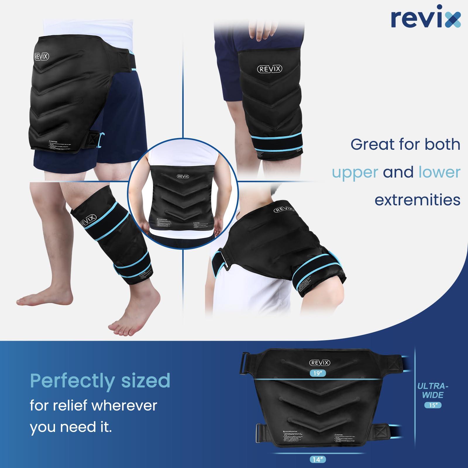 REVIX REVIX Extra Large Hip Ice Pack Wrap After Surgery, Reusable Gel Cold Pack for Hip Replacement Recovery, Sciatic Nerve, Cold Therapy Hip Flexor Compression Wrap, Black
