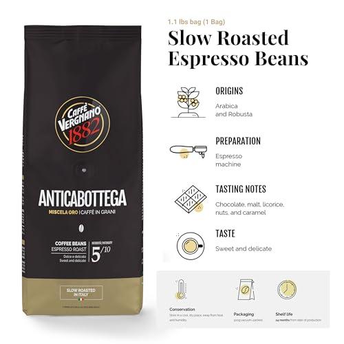 Caffe' Vergnano 1882 Caffe Vergnano 1882 Antica Bottega Whole Bean Arabica Medium Roast Espresso, 1.1 lbs Bag - Italian Coffee Beans with notes of Chocolate, Nuts & Caramel, Intensity 5/10-500g Bag