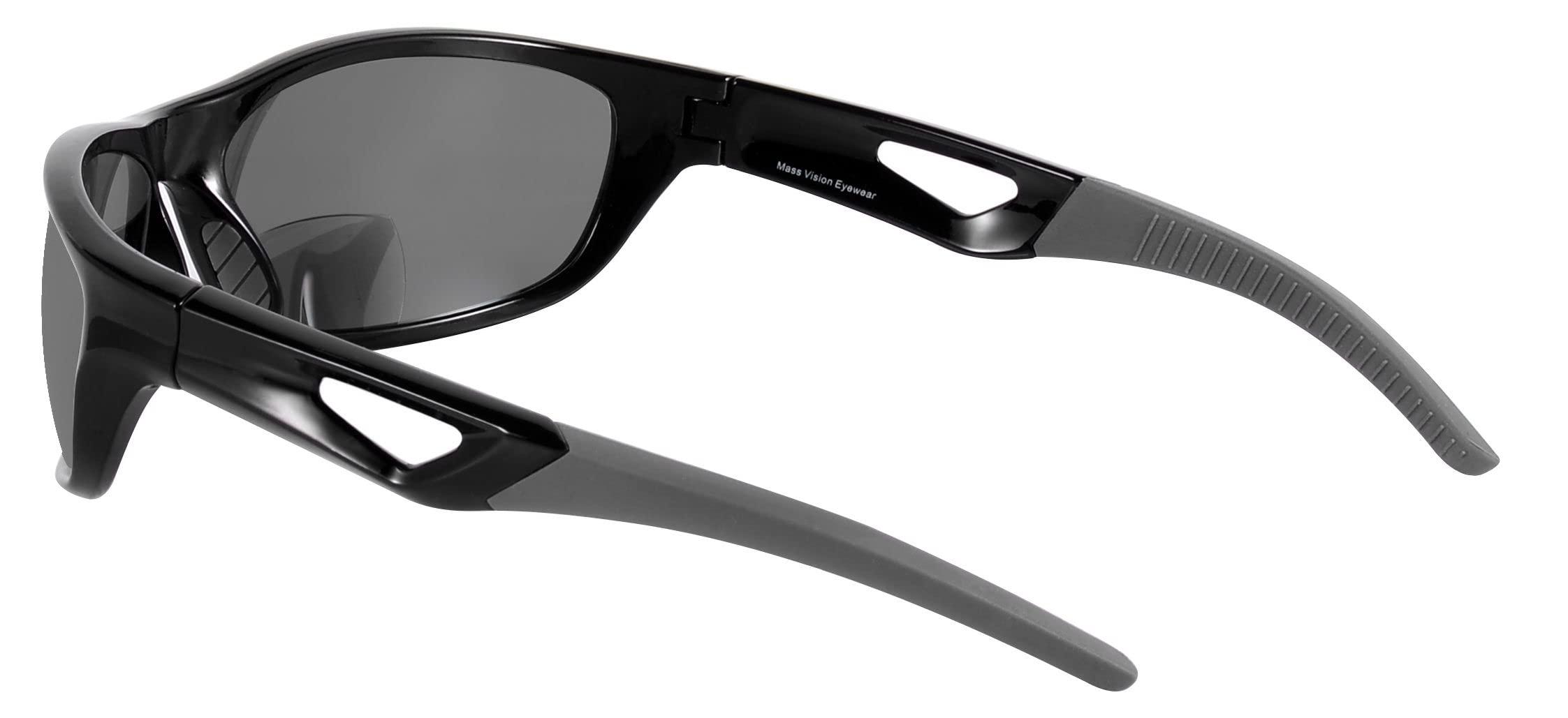 Mass Vision Mass Vision \'The Competitor\' 2 Pair of Lightweight Precision Sport Wrap Bifocal Sunglasses Featuring High Definition Lenses (Black/High Definition Amber, 2.5, x)