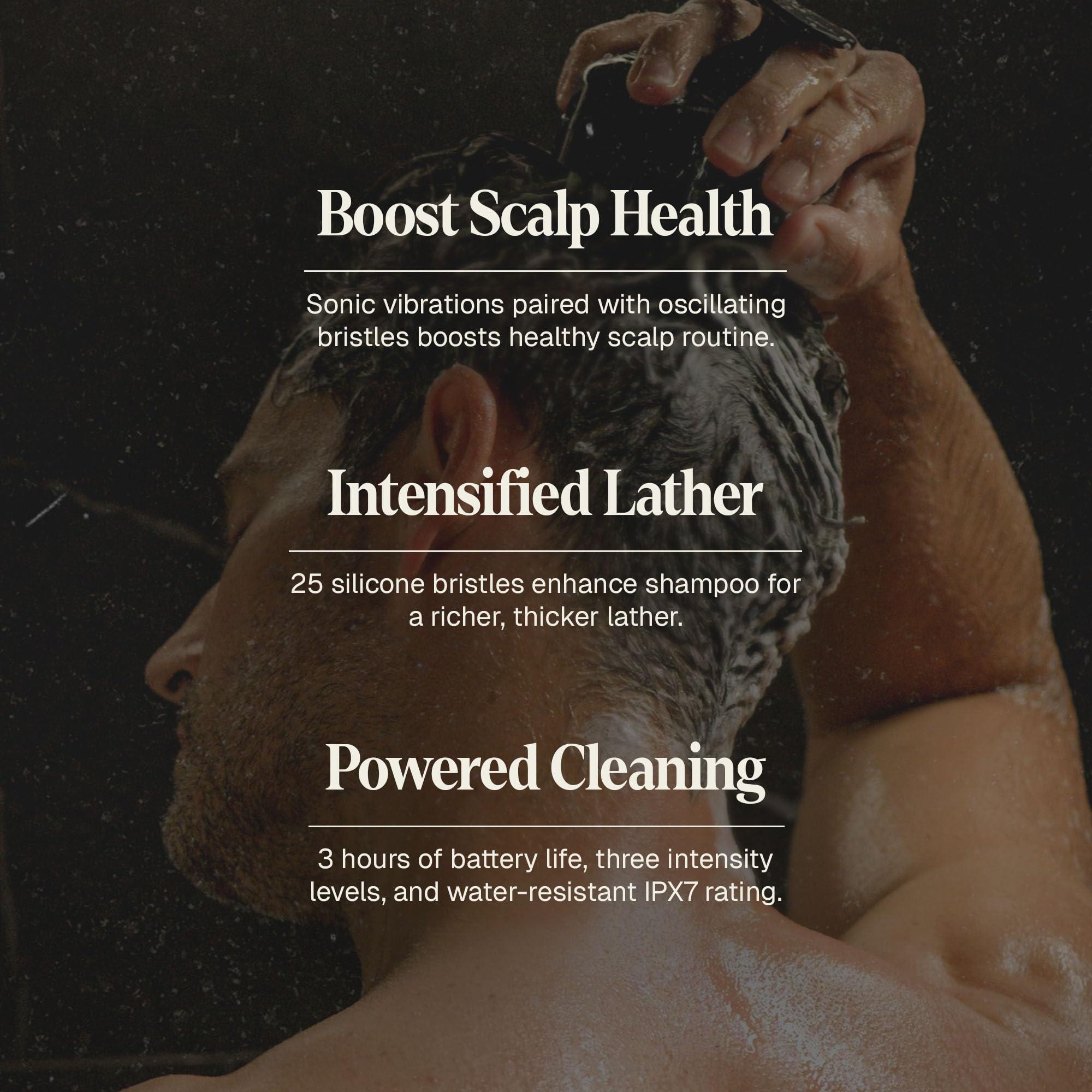 Black Wolf Black Wolf Sonic Scalp Scrubber - Electric Hair & Scalp Massager Brush with 3-Speed Oscillation - Rechargeable Shower Brush & Head Scrubber with Soft Silicone Bristles for Deep Clean & Exfoliation