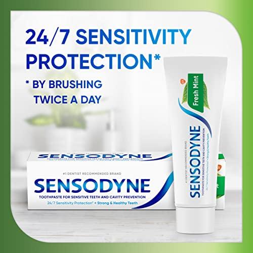 Sensodyne Sensodyne Fresh Mint Sensitive Toothpaste, Cavity Prevention and Sensitive Teeth Treatment - 4 Ounces (Pack of 3)