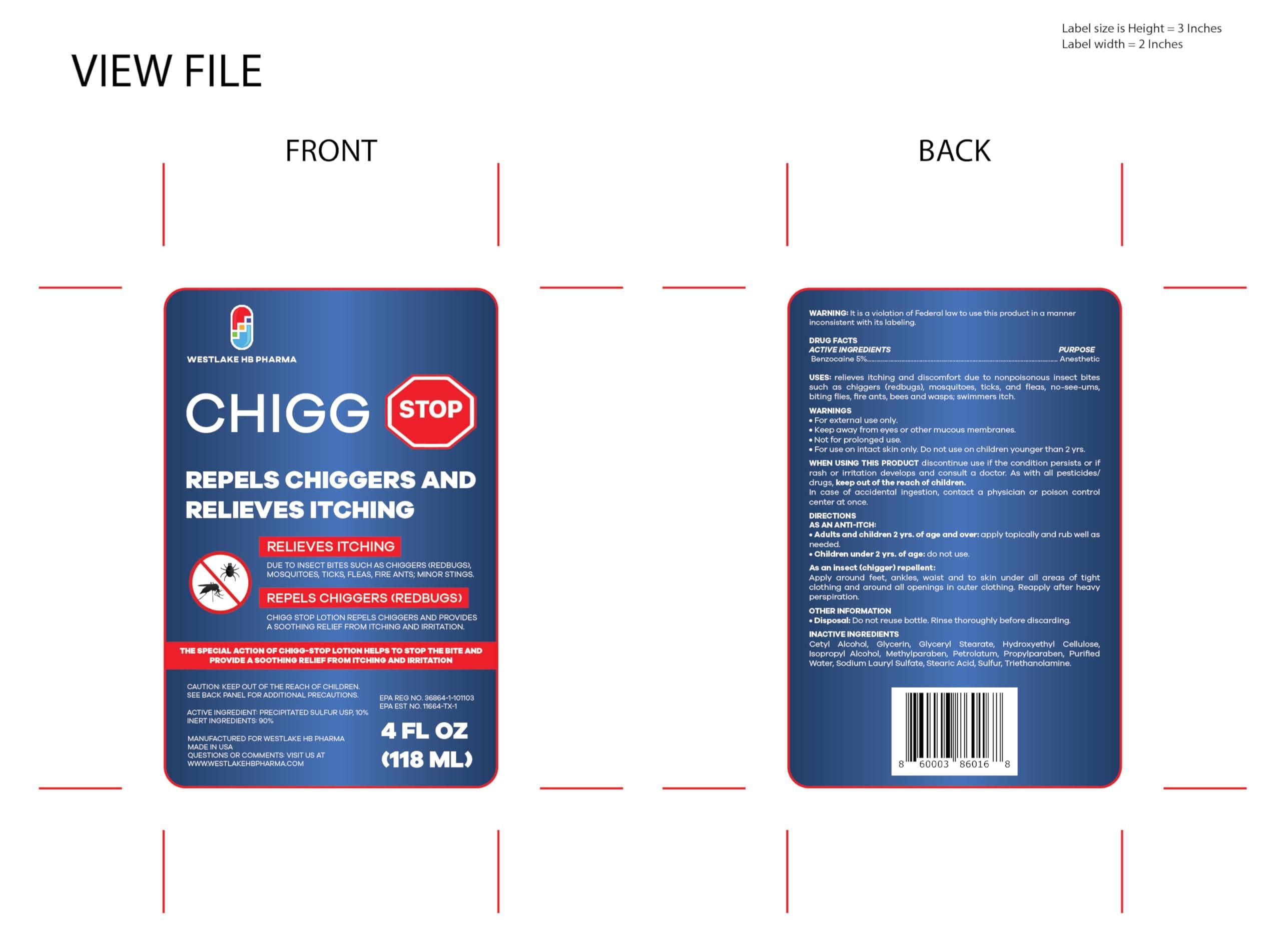 Westlake HB Pharma Westlake HB Pharma Chigg-Stop Relieves Itching and Repels Chiggers, 4 Oz (1 Bottle)