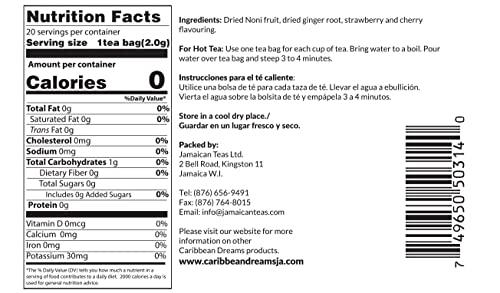 Caribbean Dreams Caribbean Dreams Noni Ginger Tea, 20 Tea Bags,