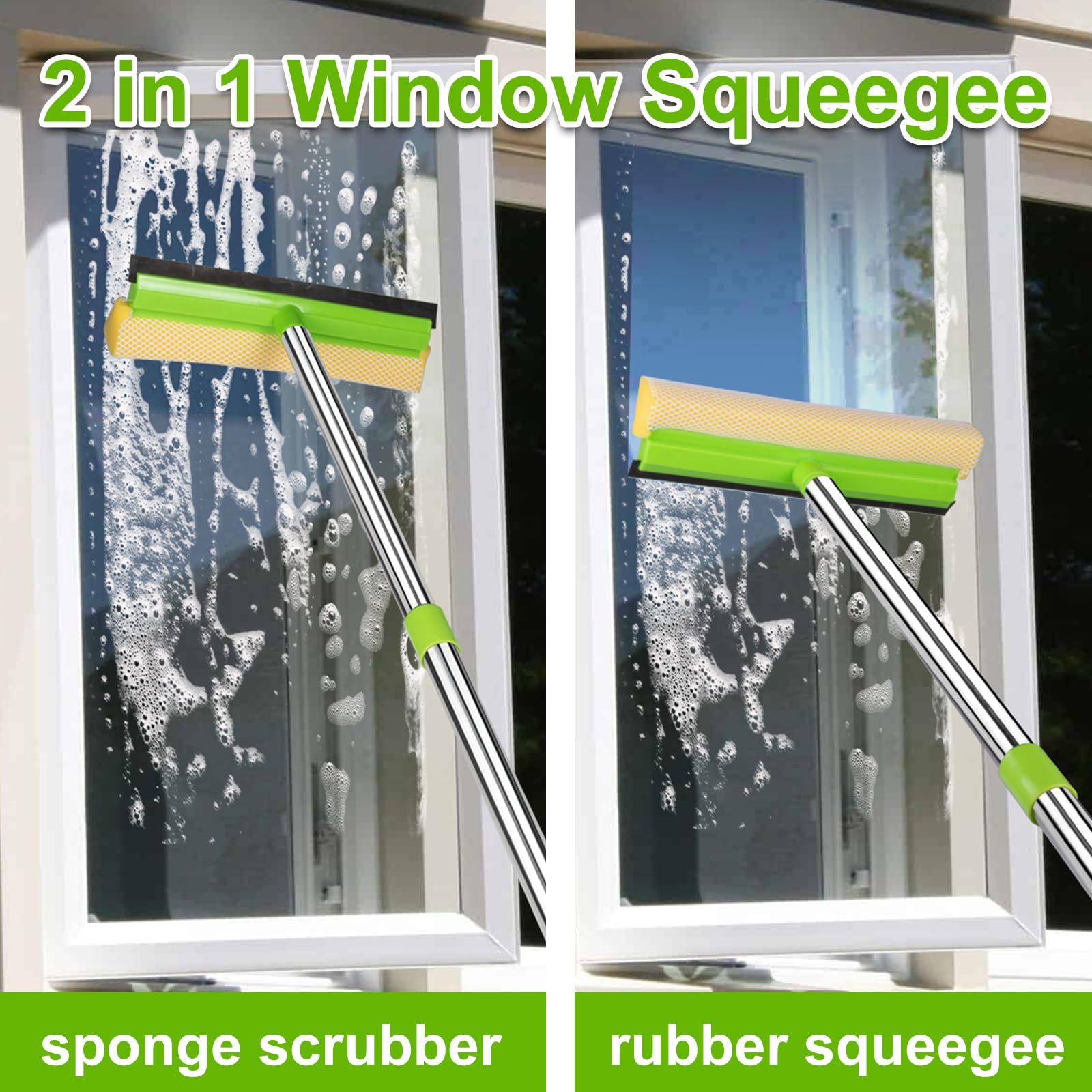 ITTAHO ITTAHO Window Squeegee, Squeegee for Window Cleaning, 2 in 1 Squeegee Window Cleaner with 58\'\' Long Handle,Window Washing Kit with Extension Pole for Shower, Windshield, Mirror, Gas Station, Glass