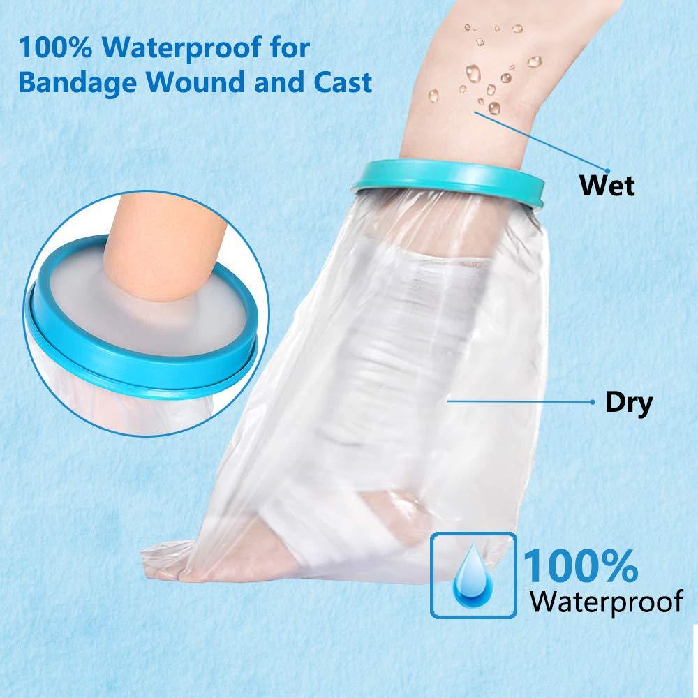 Clheatky Kids Leg Cast Cover Waterproof Leg Cast Cover for Shower Bath Watertight Plastic Protection Keep Bandage Dry, Reusable Foot Cast Protector for Leg, Knee, Foot, Ankle Wound17.5inch)