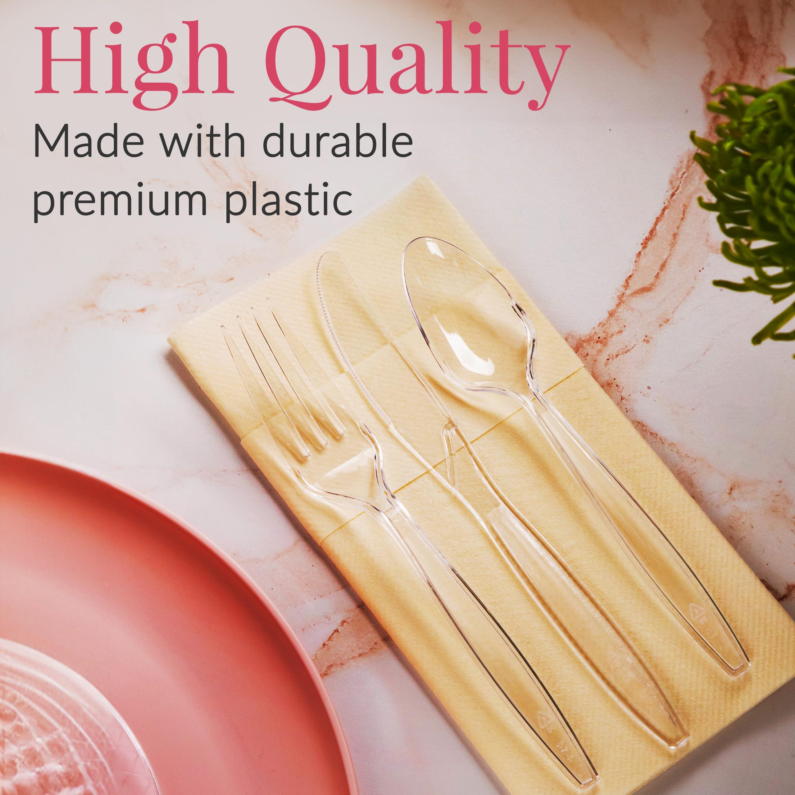 Prestee Prestee 500 Clear Plastic Spoons and Forks - Bulk, Plastic Silverware