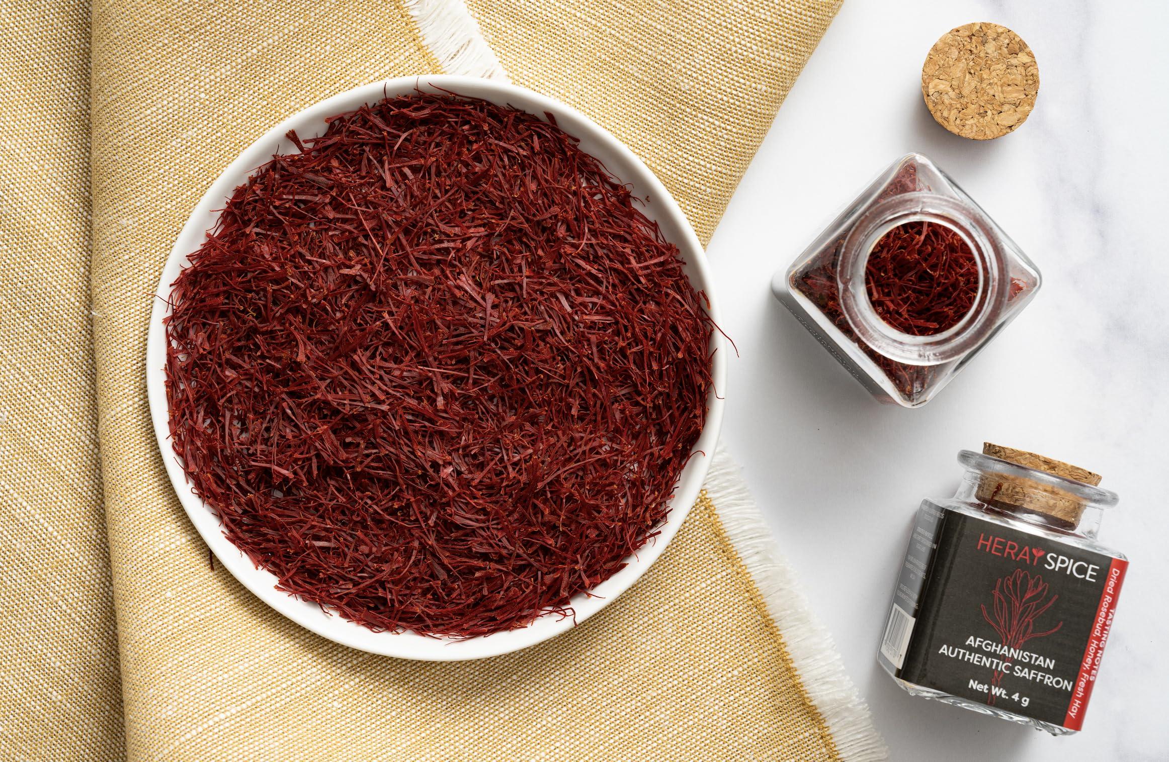 Heray Spice 4 Grams Afghanistan Saffron Threads, Coming from Herat Province, Rich and Aromatic Saffron, Premium Grade A, All Red