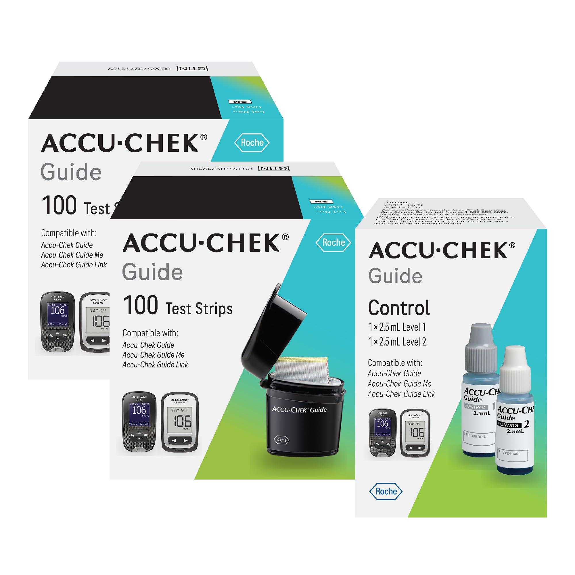 Accu-Chek Accu-Chek Guide Glucose Test Strips Kit for Diabetic Blood Sugar Testing: 200 Test Strips and Control Solution