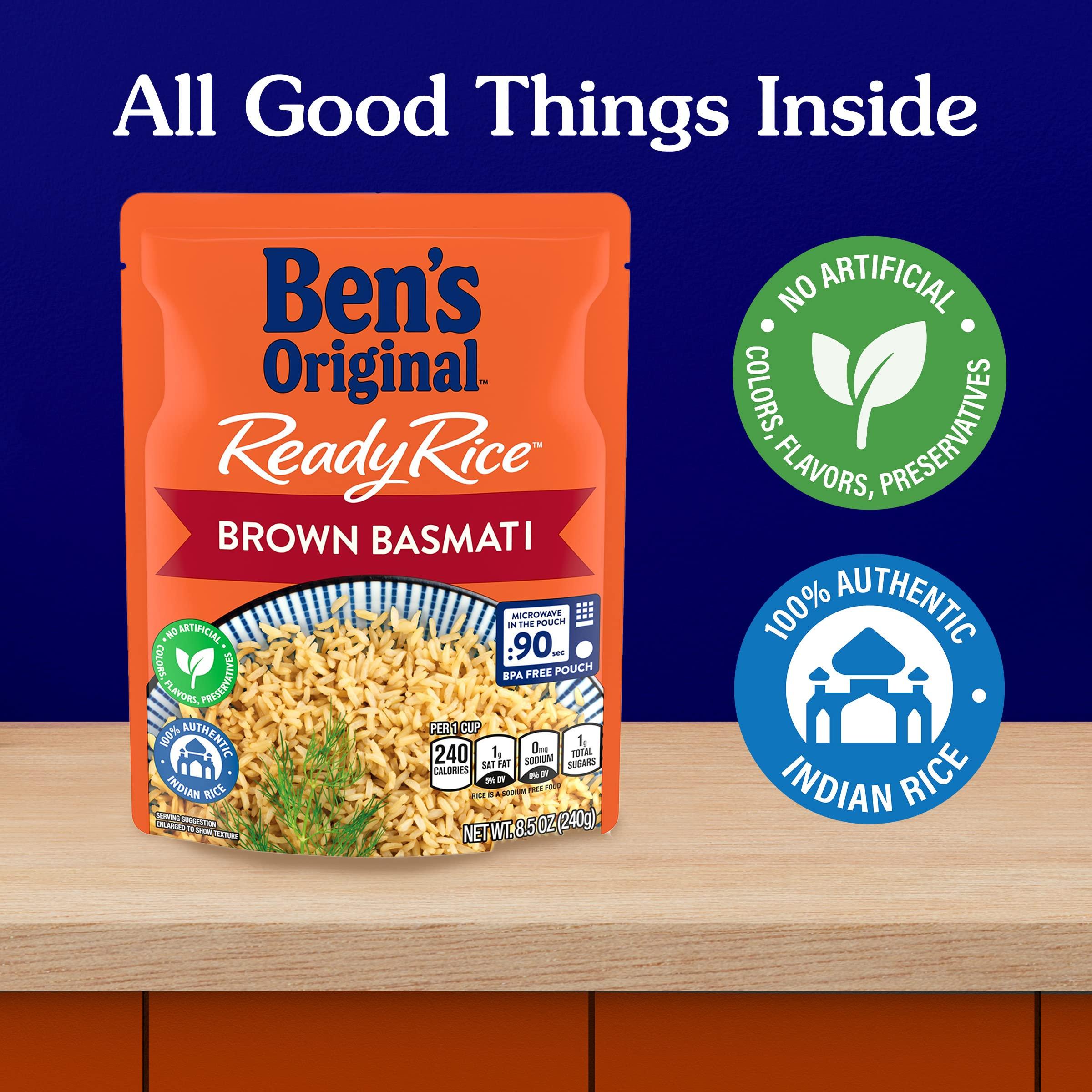 BEN'S ORIGINAL BEN'S ORIGINAL Ready Rice Brown Basmati Rice, Easy Dinner Side, 8.5 OZ Pouch (Pack of 12)