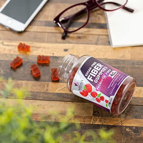 Nature's Nutrition Fiber Supplement Gummies for Digestive Health & Regularity Support, Sugar-Free 4g Fiber Gummy for Adults, Daily Probiotic Supplements, Natural Prebiotic Fiber Gummy, Plant Based - 60 Gummies