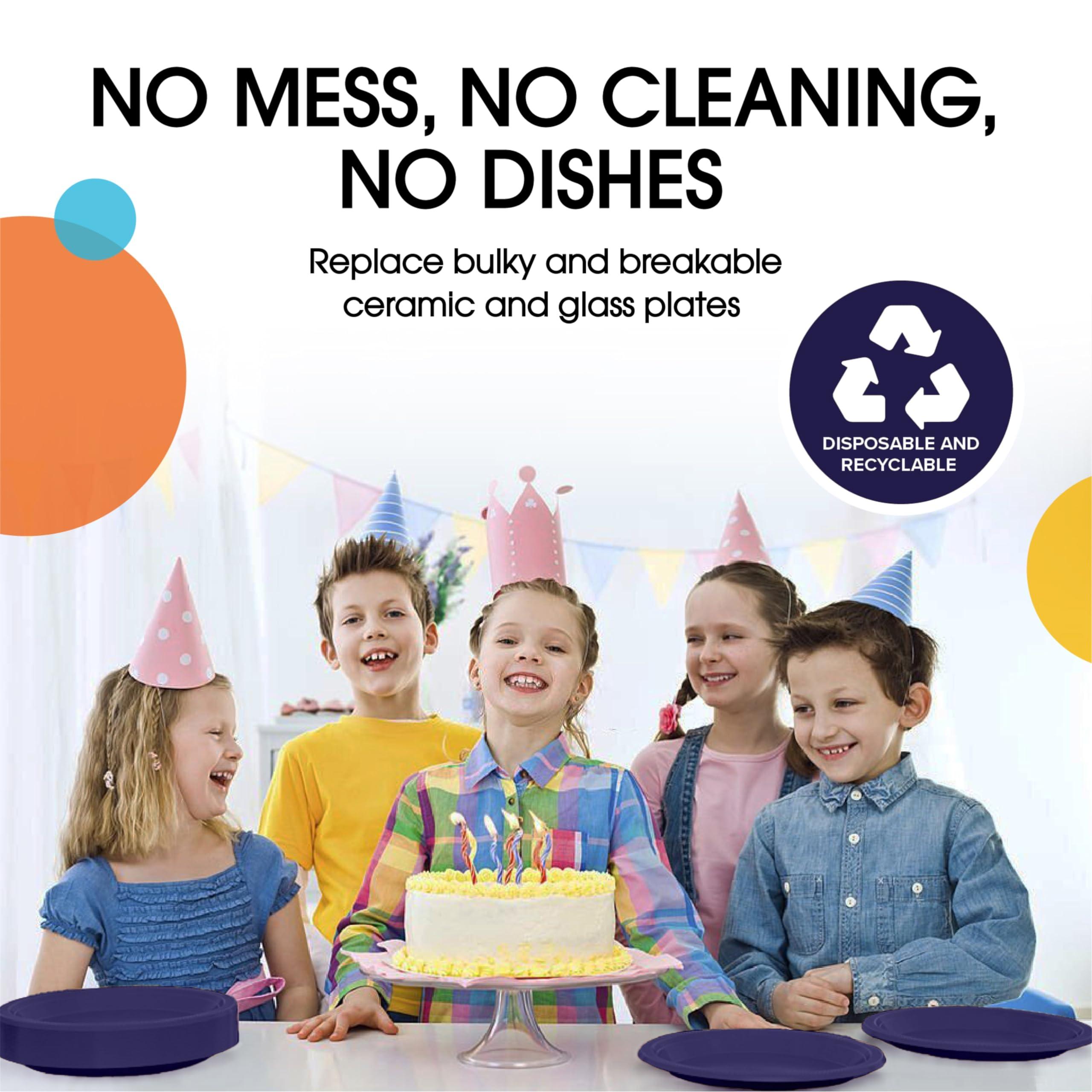 Exquisite Exquisite Dark Purple Plastic Plates Disposable 10\" Plastic Dinner Plates 50 Pcs Navy Disposable Plates Plastic Plates For Party Plates Disposable Heavy Duty 350 GSM Navy Plates For Party