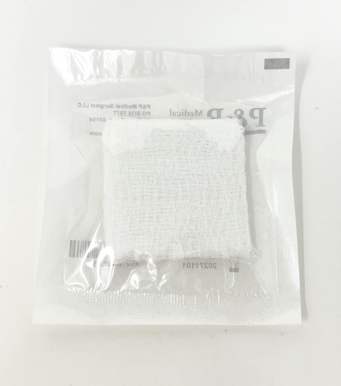 P&P Medical Surgical Gauze Surgical Sponges Cotton STERILE Woven 8-ply High Grade Quality 2\"x2\" Class I(a) All Purpose Pads Box of 100