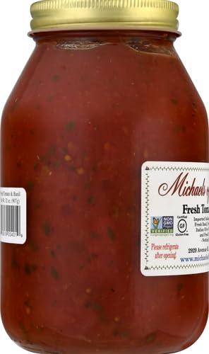 Michaels Of Brooklyn MICHAEL\'S OF BROOKLYN Tomatoes & Fresh Basil Pasta Sauce, Non-GMO, Gluten Free, and Yeast Free Fresh Tomato Sauce made with Fresh Basil, Garlic, Olive Oil, and Parsley - 32 oz Jar