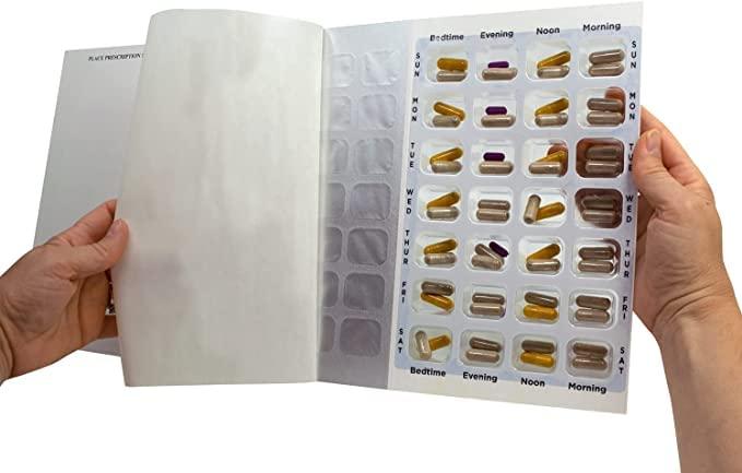 Medi-Aid 4 Times a Day Weekly XL Cold Seal Medication Blister Pack System Cards for Pills -One Piece Unit Dose Tri-Fold Booklet, Easy No Extra Equipment Needed, Just Fill and Seal (4X a Day Weekly - 100 Pack)