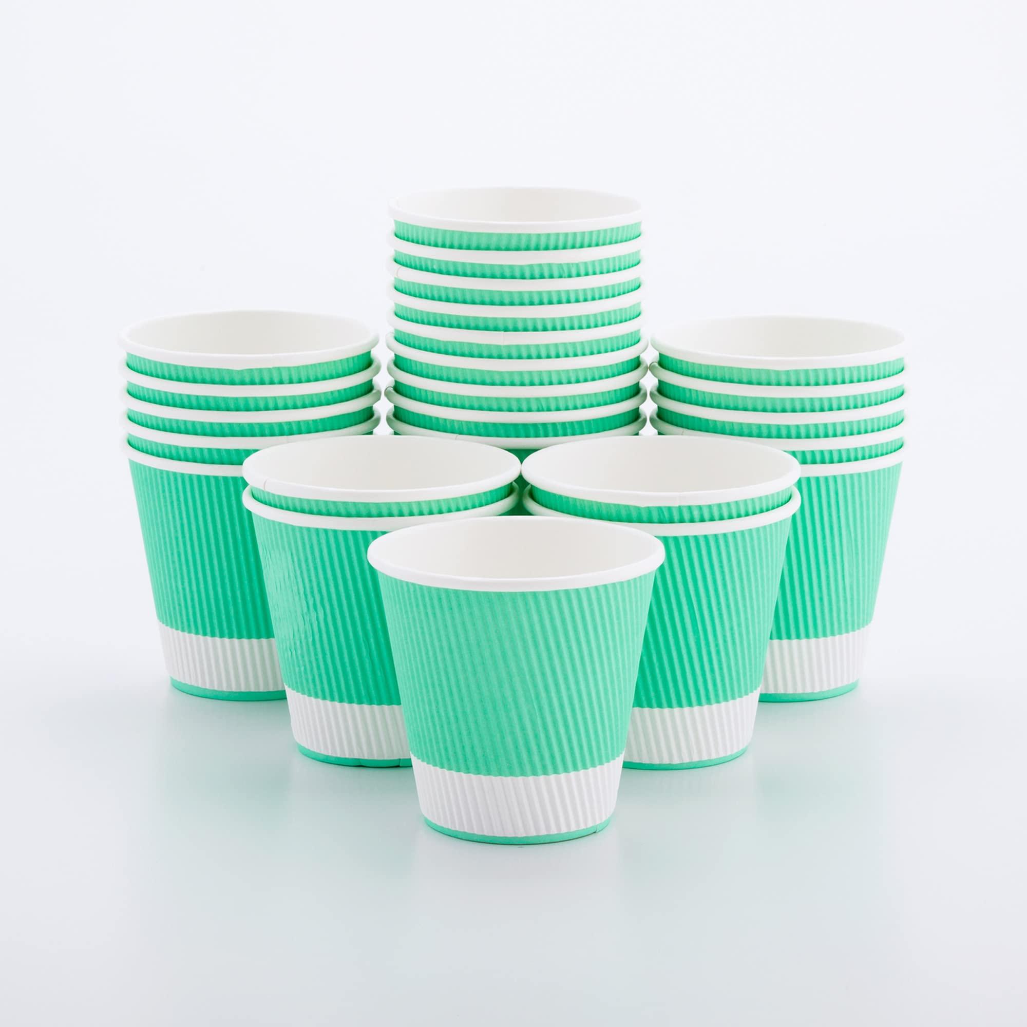 Restaurantware 8 Ounce Disposable Coffee Cups, 500 Double Wall Hot Cups For Coffee - Lids Sold Separately, Rippled Wall, Light Green Paper Insulated Coffee Cups, For Coffee, Tea And More-Restaurantware