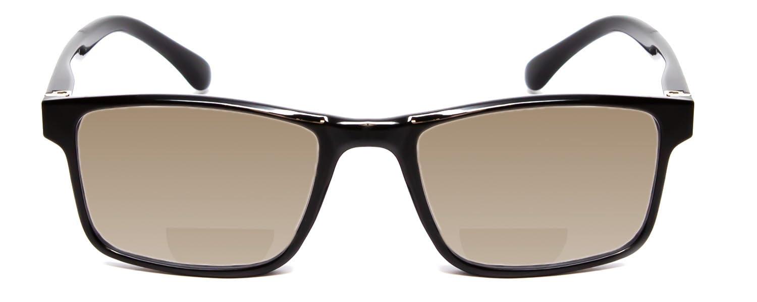 Calabria Calabria Polarized BiFocal Reading Sunglasses +1.25 Black/Amber Brown Men Women Trendy Bi-Focal Sun Glasses Readers Fashion