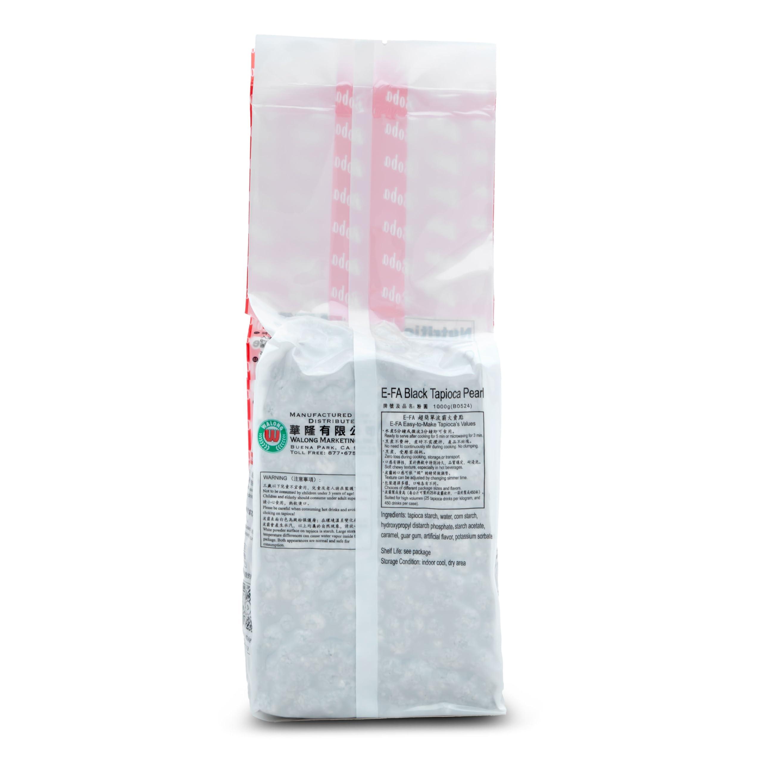 E-FA BRAND E8 E-FA BRAND Boba Black Tapioca Pearl, Fresh Boba Bubble Tea, Ready to Cook in 5 Minutes or Microwave in 3 Minutes, 2.2 LB (Pack of 2)