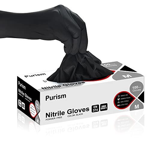 Daddy's Choice Daddy's Choice Purism Black Nitrile Gloves, 4mil, Size Medium, 100 Pcs, Powder-free Latex free